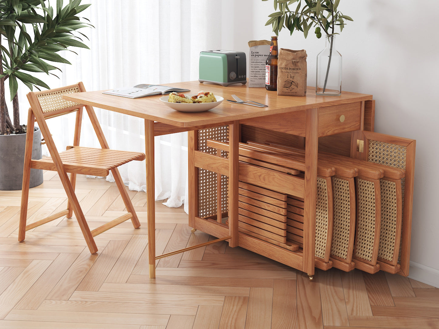 Patsy Rattan Foldable Dining Table