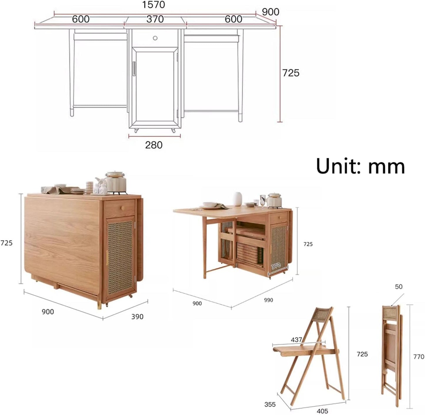 Patsy Rattan Foldable Dining Table