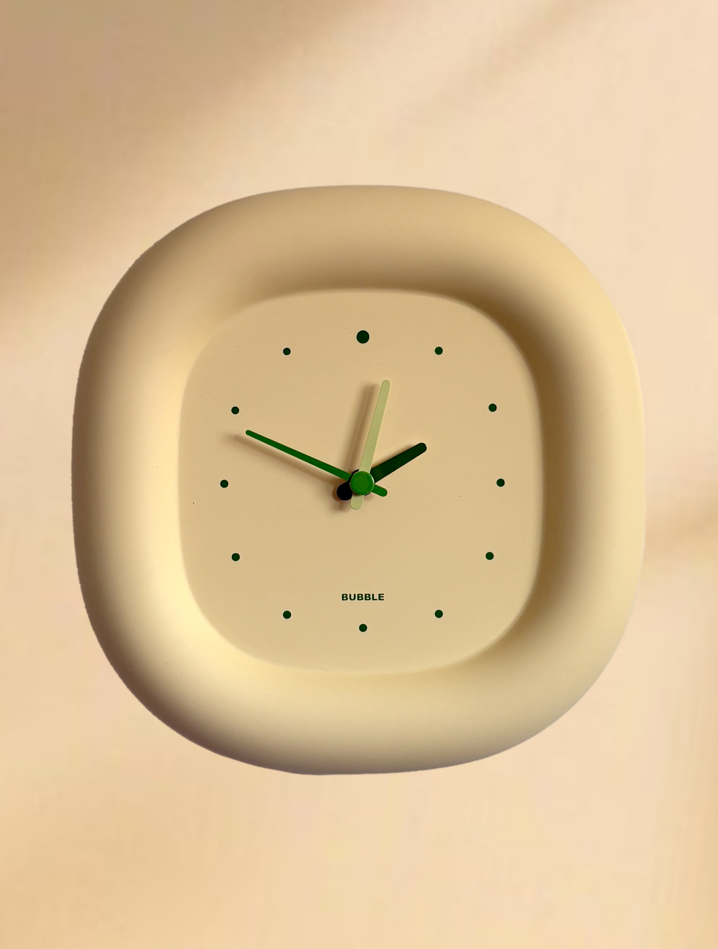 Small cute, kawaii Plush soft looking nordic wall and table clock. Silent tiktok sound that can stand on the table or be hung on the wall.